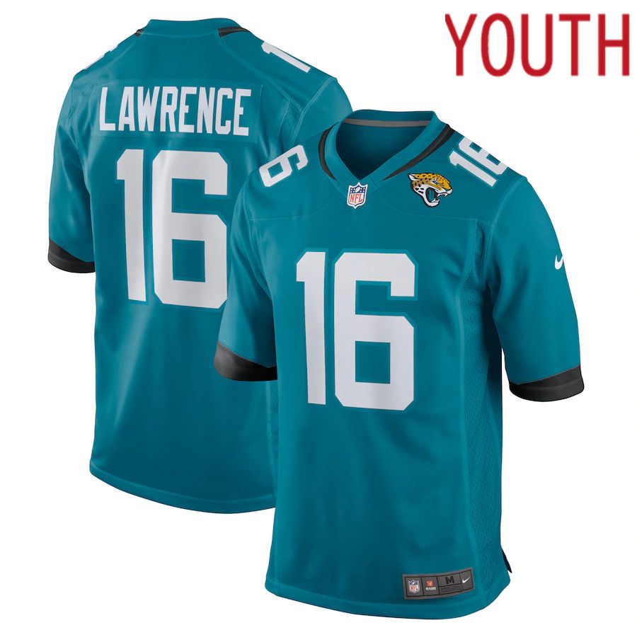 Youth Jacksonville Jaguars #16 Trevor Lawrence Nike Teal Game NFL Jersey